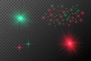 set of glowing lights and stars on background vector