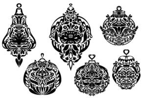 a set of ornate ornaments in black and white vector