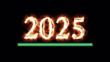 New year is Loading 2024 to 2025 with cold to Fire Effects New Year festive celebrations Animation. Happy new year 2025 greetings vibrant Burning neon effect typography animation. video