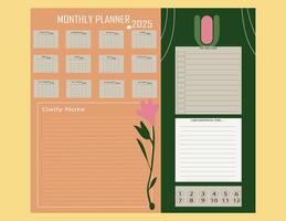 Minimal 2025 daily planner, weekly planner,monthly planner, yearly planner,to do list,calendar vector