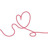 Continuous Red Line Heart on White Background vector