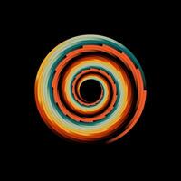 Gradient spiral vortex on black background vector