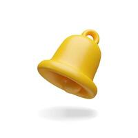 3d render bell reminder. Three-dimensional alarm icon illustration. Alert message notification. Notice of calls, new chat, newsletter, mail or social media message in application. Communication vector