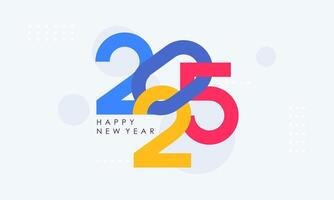 Flat Design Trendy Concept of Happy New Year 2025. New Year Celebration Design Template for Cover, Banner, Background, and Wallpaper vector