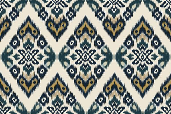 Seamless ethnic Ikat pattern in tribal, folk embroidery, and Mexican style Aztec geometry for Graphic Arts, Carpet Design, Wallpaper, Wrapping, and Clothing.