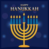 Happy Hanukkah menorah with glowing candles vector