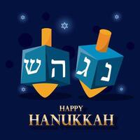 Hanukkah dreidels with glowing background design vector