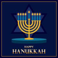 Happy Hanukkah menorah with Star of David vector