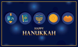 Hanukkah symbols with dreidel, menorah, and coins vector