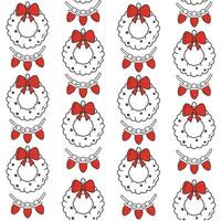 Christmas wreaths and string lights pattern vector