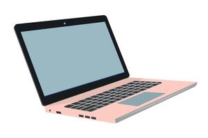 Laptop. Minimalistic illustration of a modern pink laptop with a sleek design on a white background vector