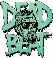 Deadbeat Zombie with Sunglasses, Beard and Graffiti Art vector