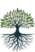 Majestic Tree with Intertwined Roots and Dense Green Canopy design, logo design vector