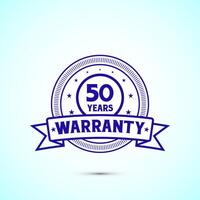 50 years warranty badge and label with blue color vector