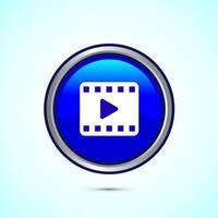 icon design illustration. camera icon, camera symbol, movie sign, Blue Color Round Button Design vector