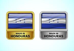 Made in Honduras label icon in gold and silver color. Flag icon set for business vector