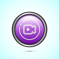 icon design illustration. camera icon, camera symbol, movie sign, Pink Color Round Button Design vector