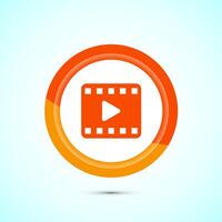 icon design illustration. camera icon, camera symbol, movie sign, Orange Color Button Design vector
