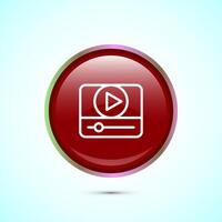 icon design illustration. camera icon, camera symbol, movie sign, Red Color Round Button Design vector