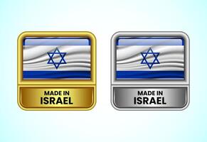 Made in Israel label icon in gold and silver color. Flag icon set for business vector