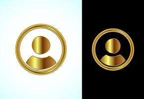User profile icon design illustration, gold color user profile avatar vector