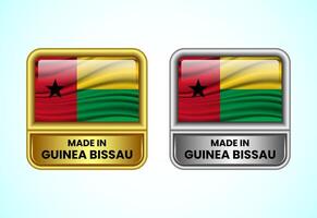 Made in Guinea Bissau label icon in gold and silver color. Flag icon set for business vector