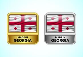 Made in Georgia label icon in gold and silver color. Flag icon set for business vector