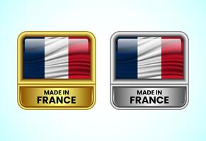 Made in France label icon in gold and silver color. Flag icon set for business vector