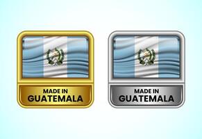 Made in Guatemala label icon in gold and silver color. Flag icon set for business vector
