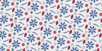 Christmas icon elements blue and red seamless pattern vector