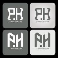 PH polygon, hexagon, flat and simple letter logo set in one artboard. PH minimalist and classic logo. vector