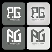 PG polygon, hexagon, flat and simple letter logo set in one artboard. PG minimalist and classic logo. vector
