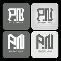 PN polygon, hexagon, flat and simple letter logo set in one artboard. PN minimalist and classic logo. vector