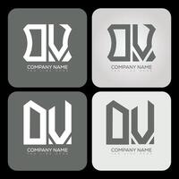 OV polygon, hexagon, flat and simple letter logo set in one artboard. OV minimalist and classic logo. vector