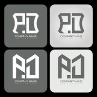 PD polygon, hexagon, flat and simple letter logo set in one artboard. PD minimalist and classic logo. vector
