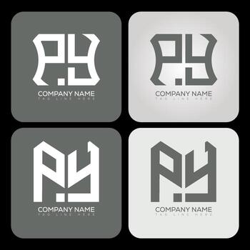 py polígono, hexágono, plano y sencillo letra logo conjunto en uno mesa de trabajo py minimalista y clásico logo. vector