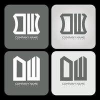 OW polygon, hexagon, flat and simple letter logo set in one artboard. OW minimalist and classic logo. vector