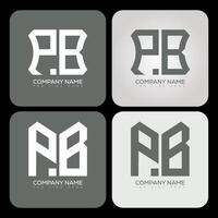 PB polygon, hexagon, flat and simple letter logo set in one artboard. PB minimalist and classic logo. vector