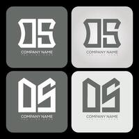 OS polygon, hexagon, flat and simple letter logo set in one artboard. OS minimalist and classic logo. vector