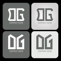 OG polygon, hexagon, flat and simple letter logo set in one artboard. OG minimalist and classic logo. vector