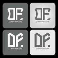 OF polygon, hexagon, flat and simple letter logo set in one artboard. OF minimalist and classic logo. vector