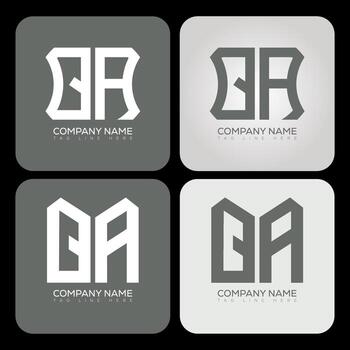 QA polygon, hexagon, flat and simple letter logo set in one artboard. QA minimalist and classic logo. vector