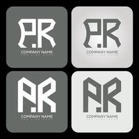 PR polygon, hexagon, flat and simple letter logo set in one artboard. PR minimalist and classic logo. vector