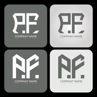 PF polygon, hexagon, flat and simple letter logo set in one artboard. PF minimalist and classic logo. vector