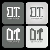 OT polygon, hexagon, flat and simple letter logo set in one artboard. OT minimalist and classic logo. vector