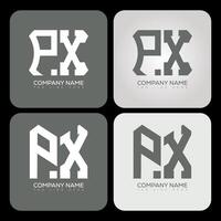 PX polygon, hexagon, flat and simple letter logo set in one artboard. PX minimalist and classic logo. vector