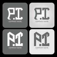 PI polygon, hexagon, flat and simple letter logo set in one artboard. PI minimalist and classic logo. vector