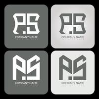 PS polygon, hexagon, flat and simple letter logo set in one artboard. PS minimalist and classic logo. vector