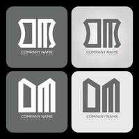 OM polygon, hexagon, flat and simple letter logo set in one artboard. OM minimalist and classic logo. vector
