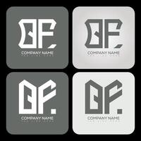QF polygon, hexagon, flat and simple letter logo set in one artboard. QF minimalist and classic logo. vector